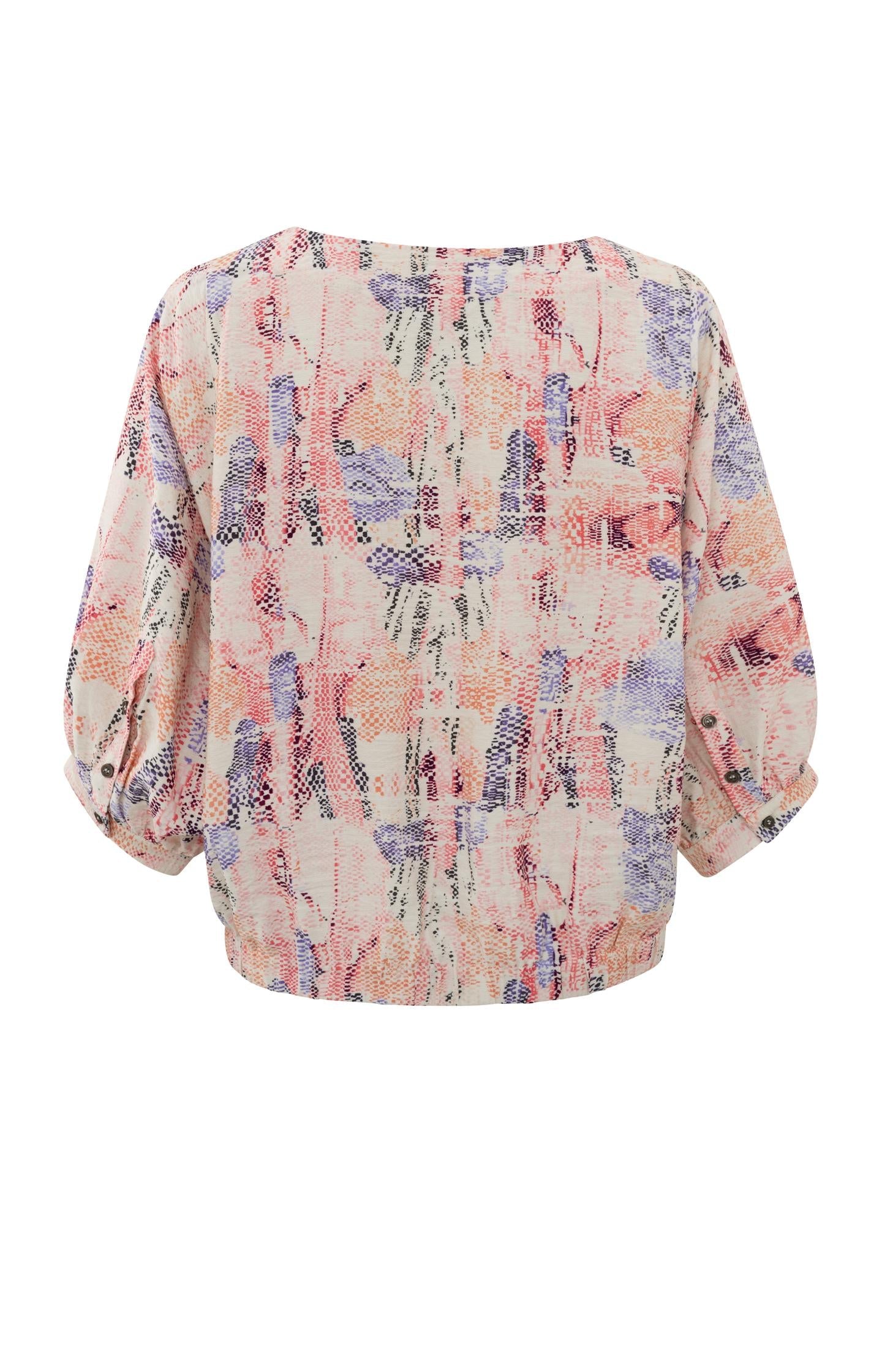 Batwing top with boatneck and long sleeves with print