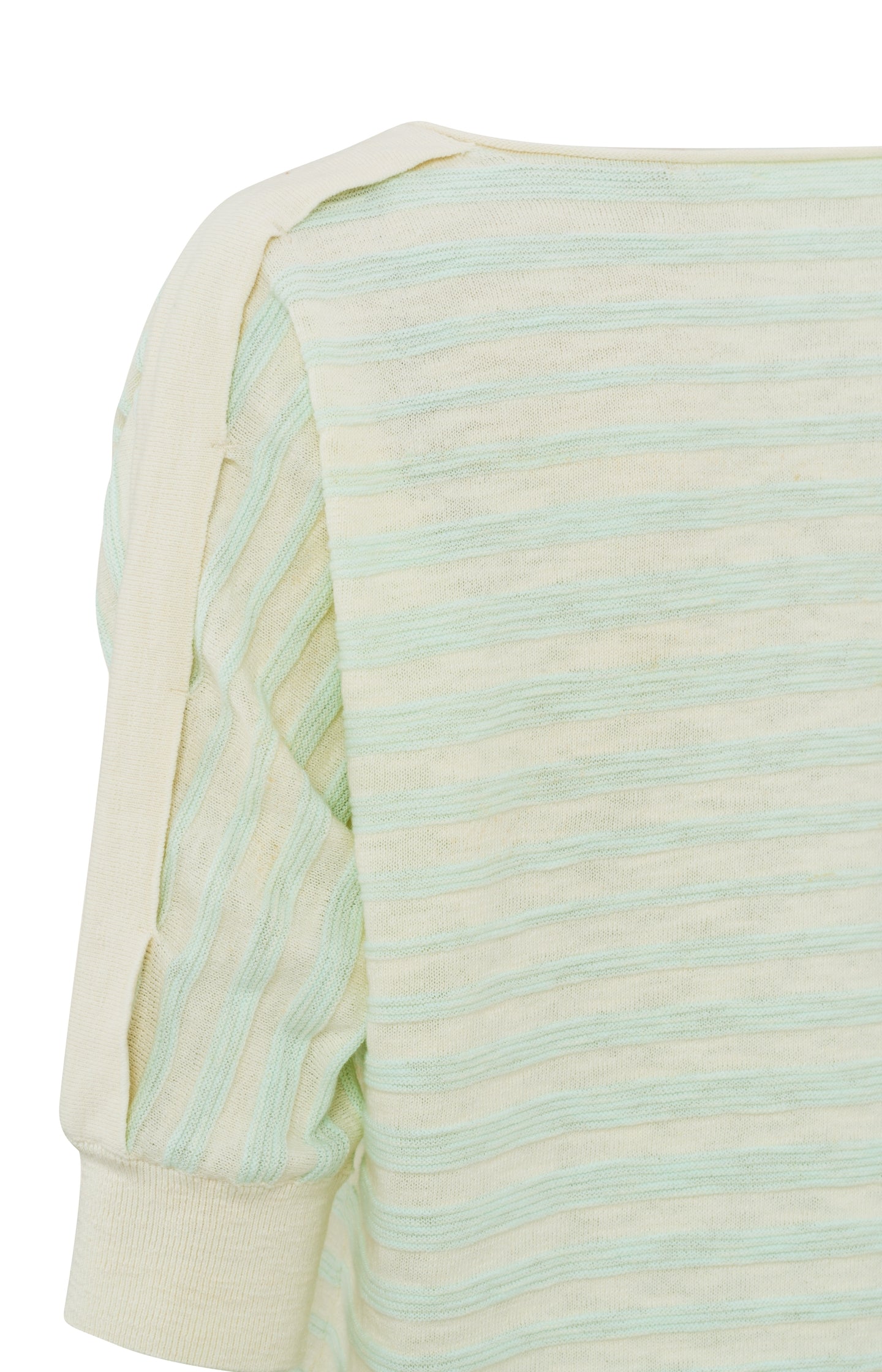 Batwing sweater with boatneck, half long sleeves and stripes - Hint Of Mint Green Dessin