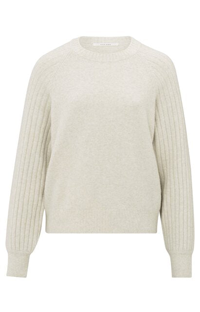 Soft ribbed sweater with round neck and long sleeves 01-000410-410 Off White Melange