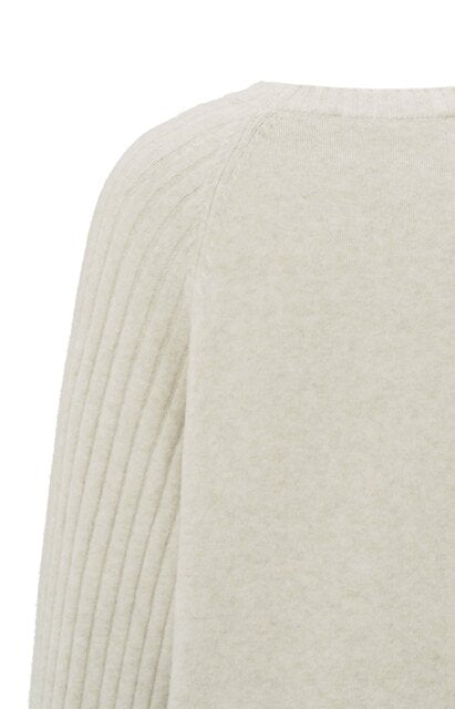 Soft ribbed sweater with round neck and long sleeves 01-000410-410 Off White Melange