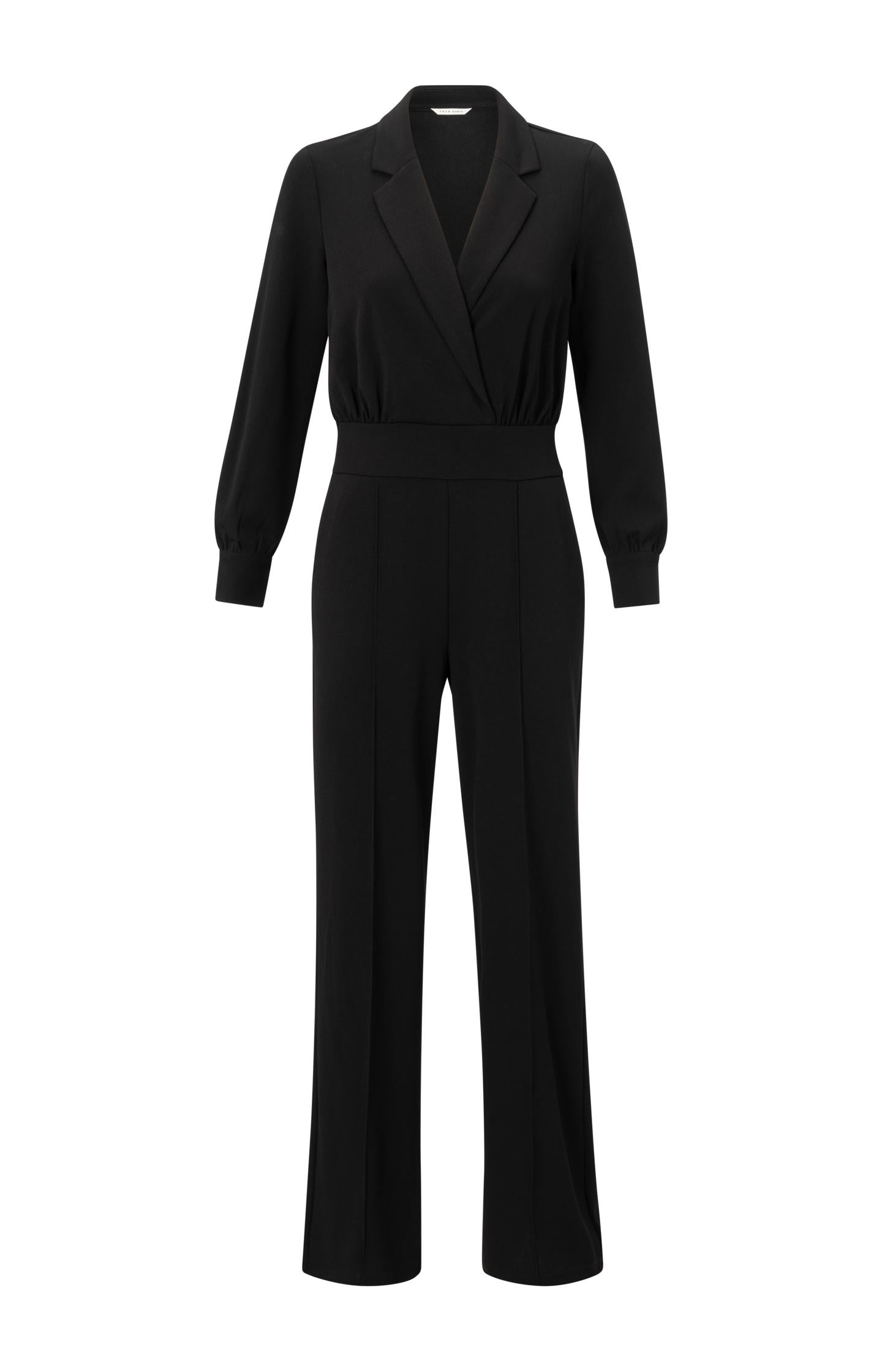 Black jumpsuit with long sleeves and wide legs - Type: product