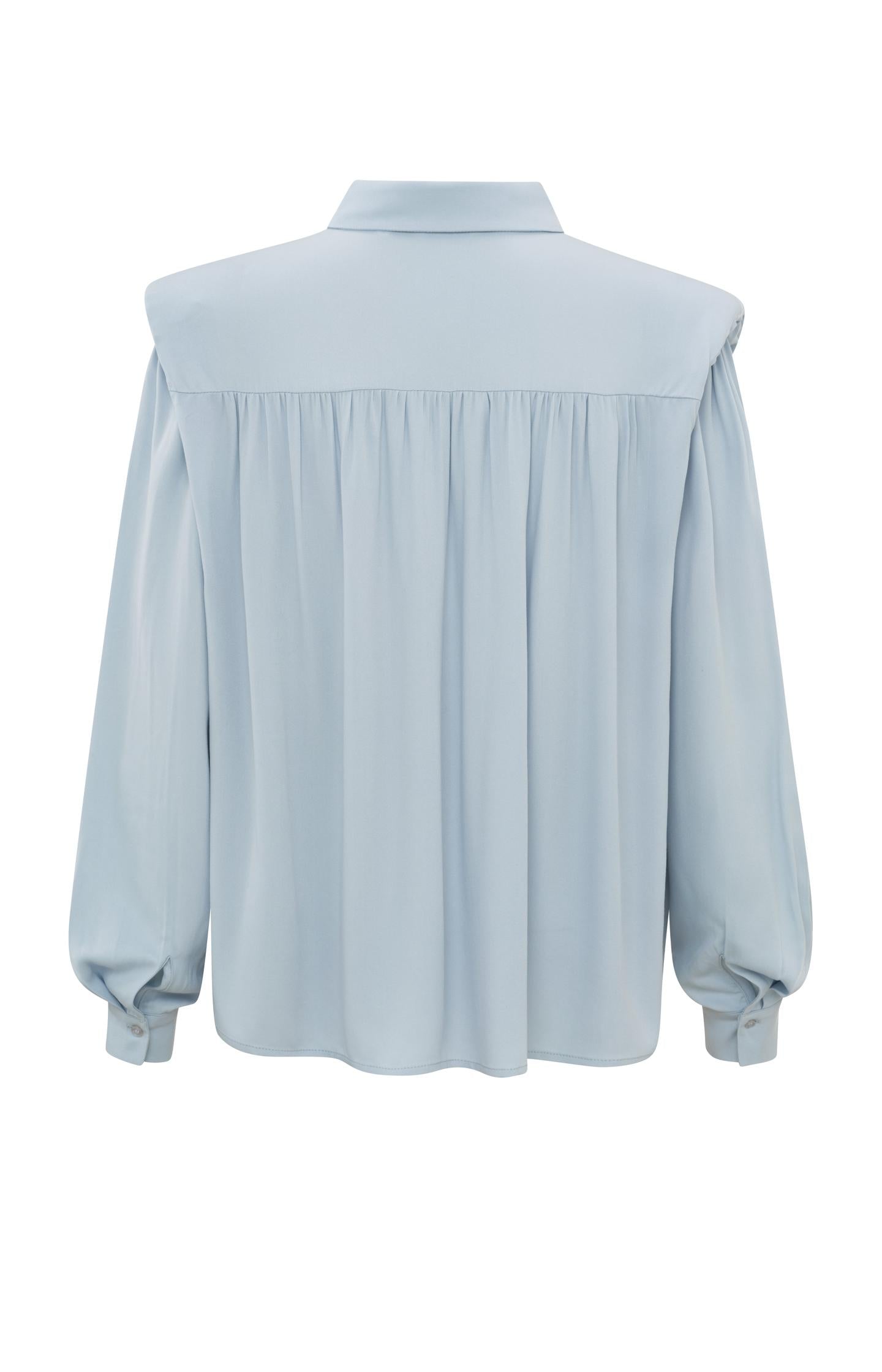 Blouse with long sleeves, buttons and shoulder pads