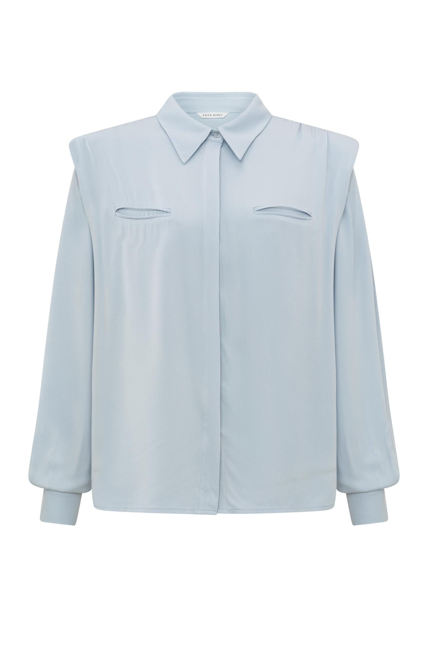 Blouse with long sleeves, buttons and shoulder pads - Type: product