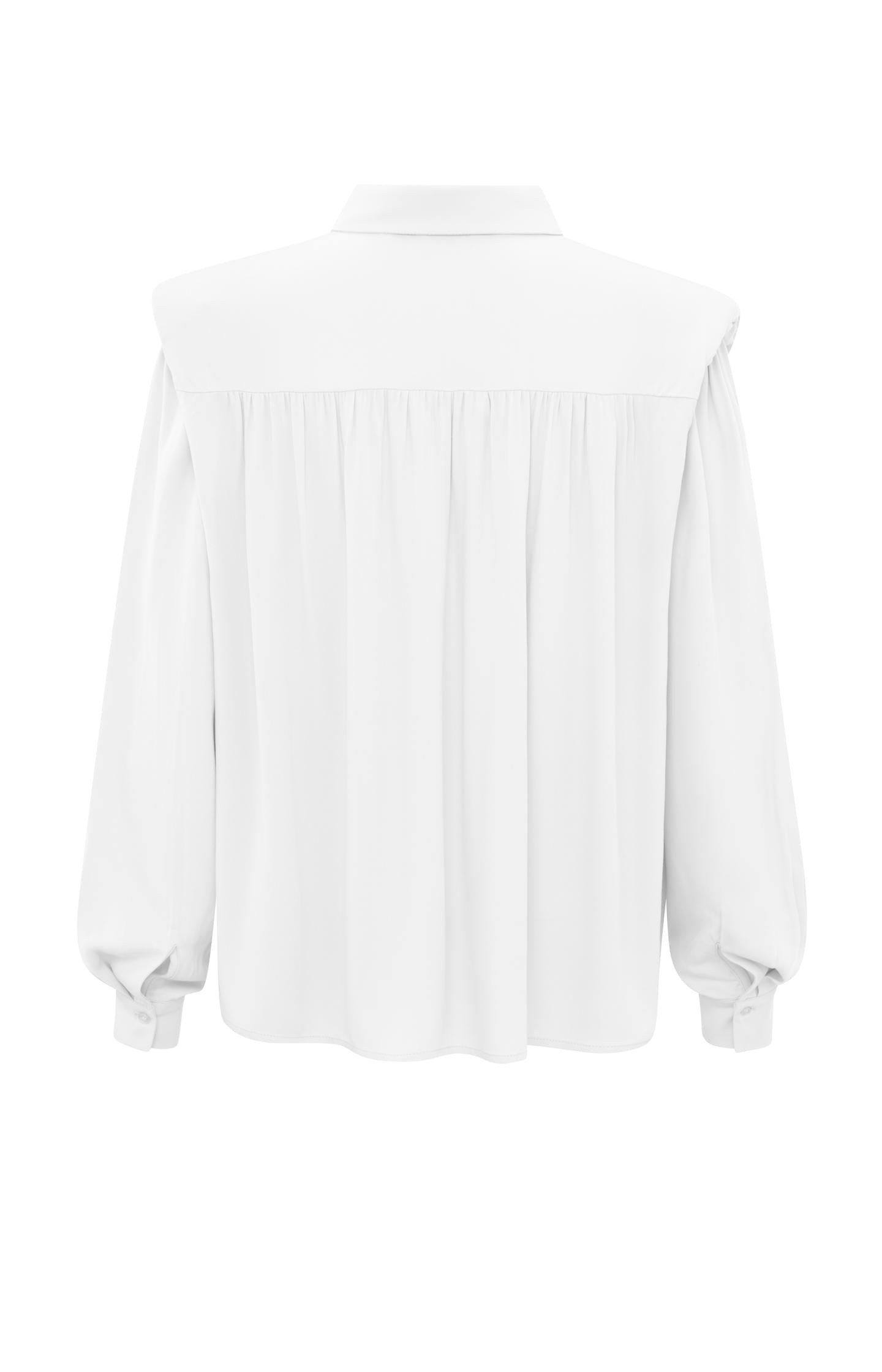 Blouse with long sleeves, buttons and shoulder pads