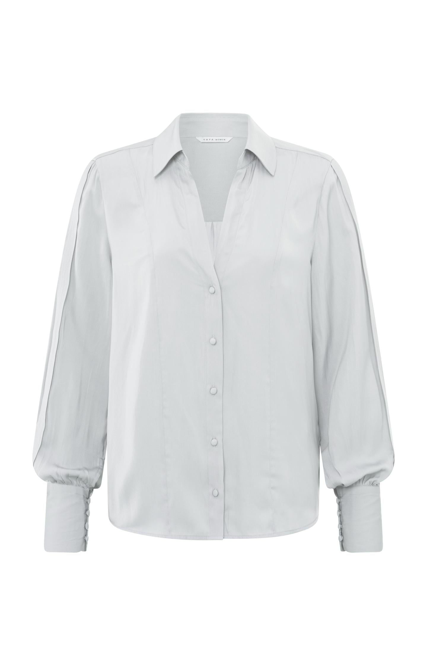 Blouse with long sleeves, classic collar and pleat details - Type: product