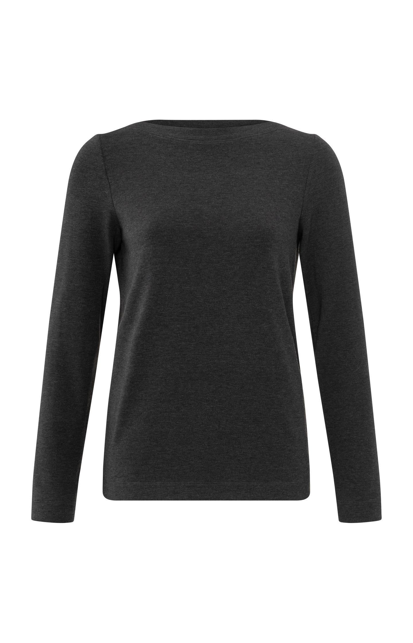 Boat neck top with long sleeves and fitted fit - Type: product