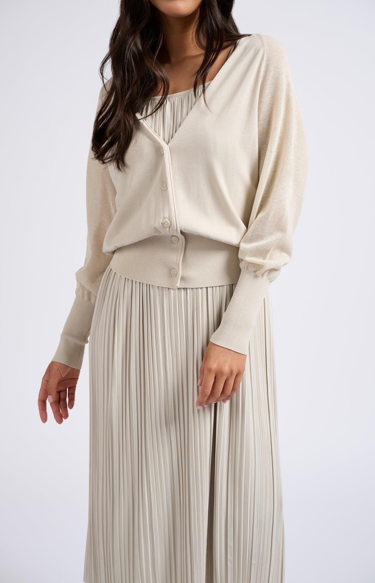 Cardigan with V-neck and long sleeves in regular fit