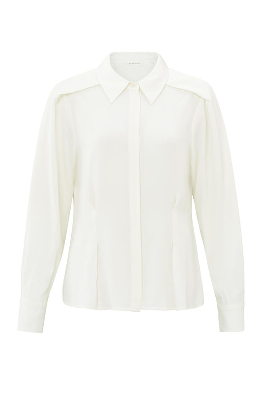 Fitted blouse with long sleeves and shoulder accents - Type: product