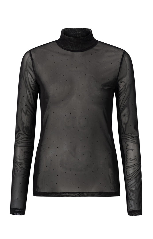 High neck mesh top with rhinestones - Type: product