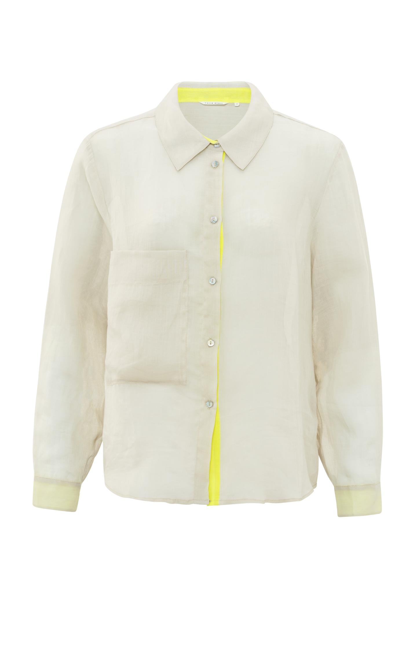 Long-sleeve blouse with a chest pocket - Type: product