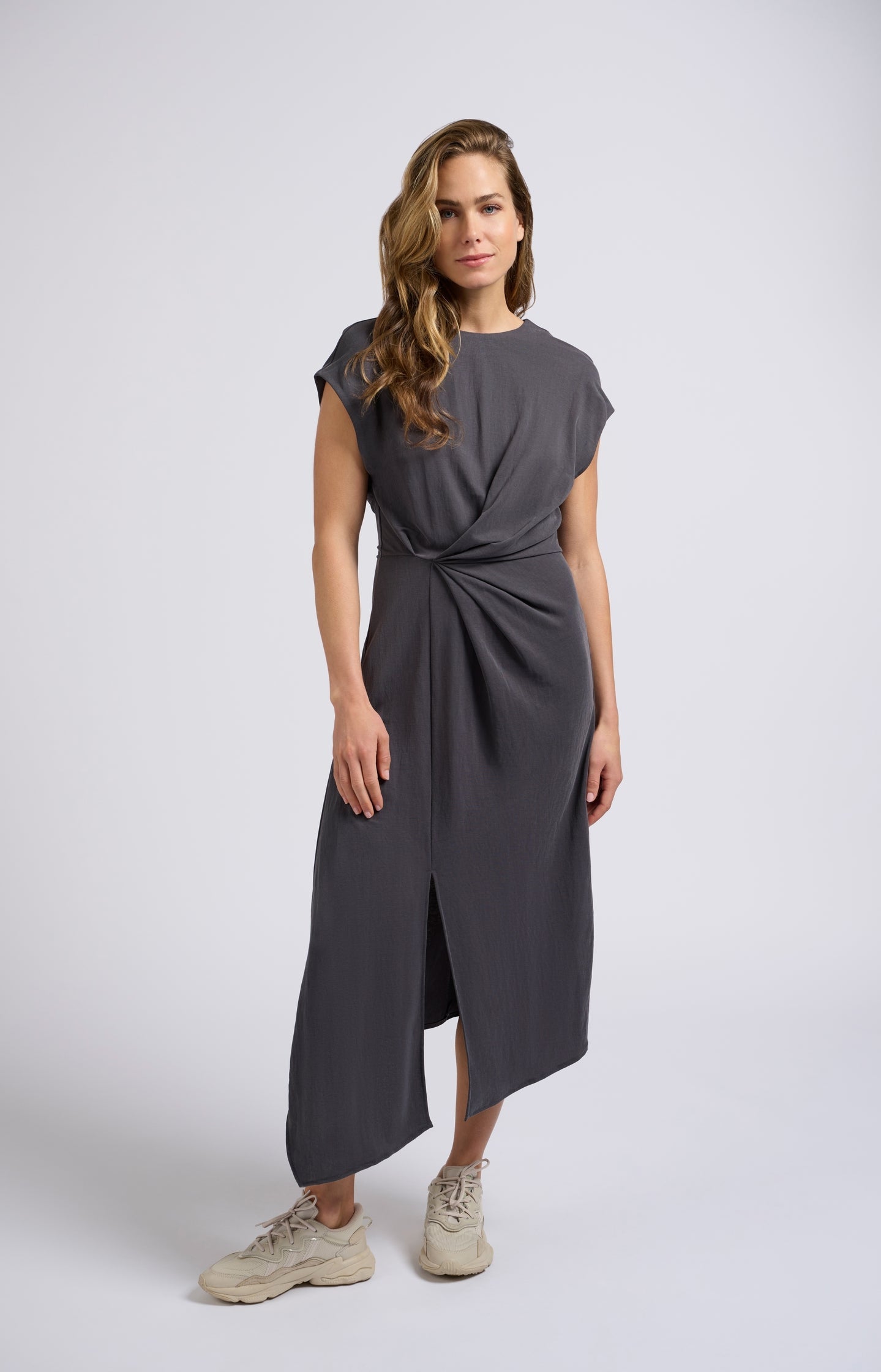 Midi dress with pleated details