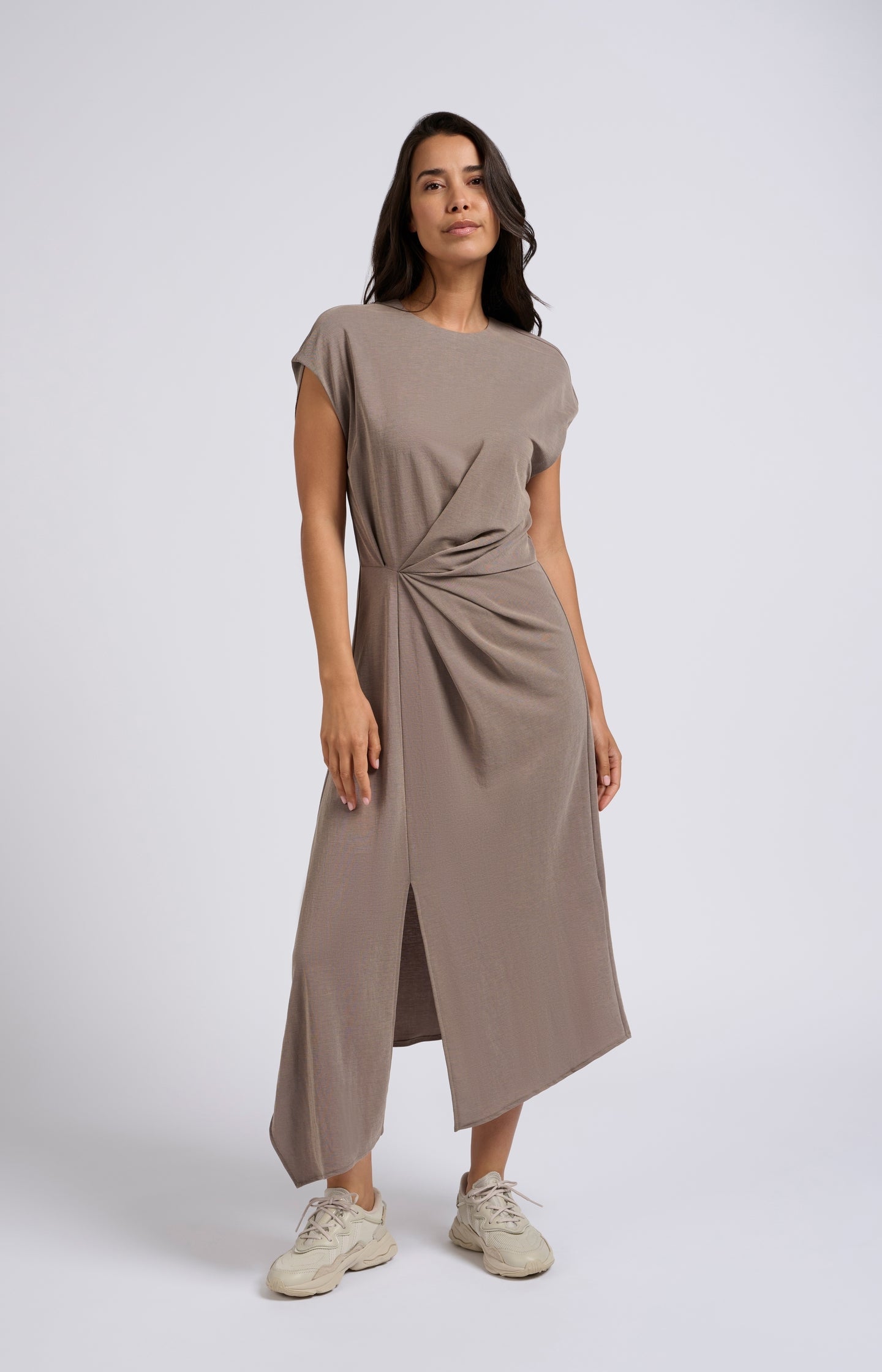 Midi dress with pleated details