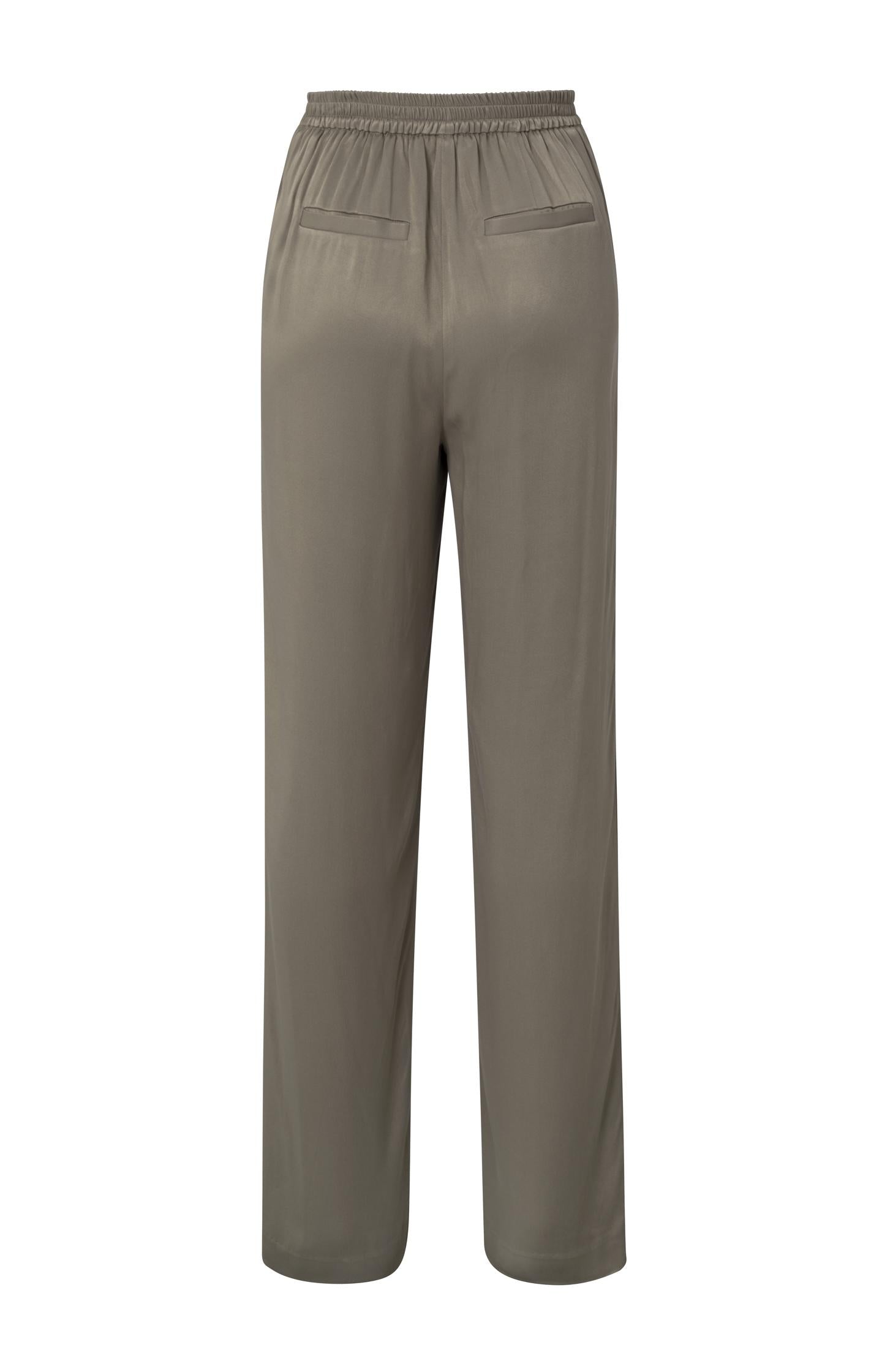 Satin trousers with wide legs and elastic waistband