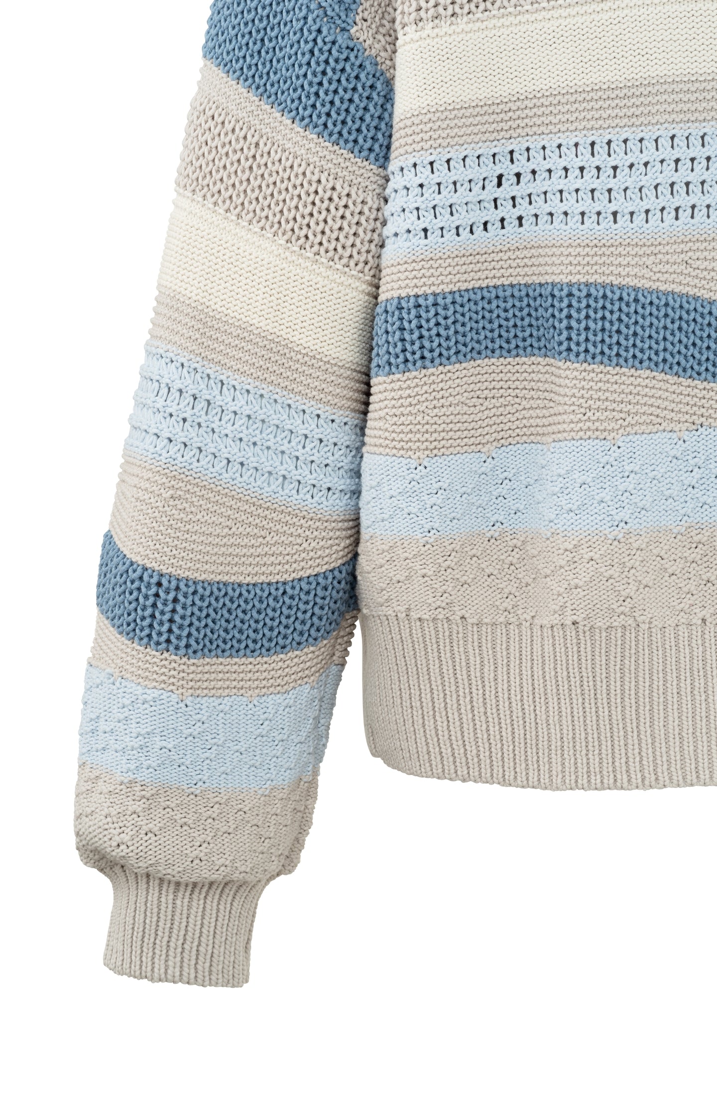 Textured cardigan with long sleeves and knitted stripes
