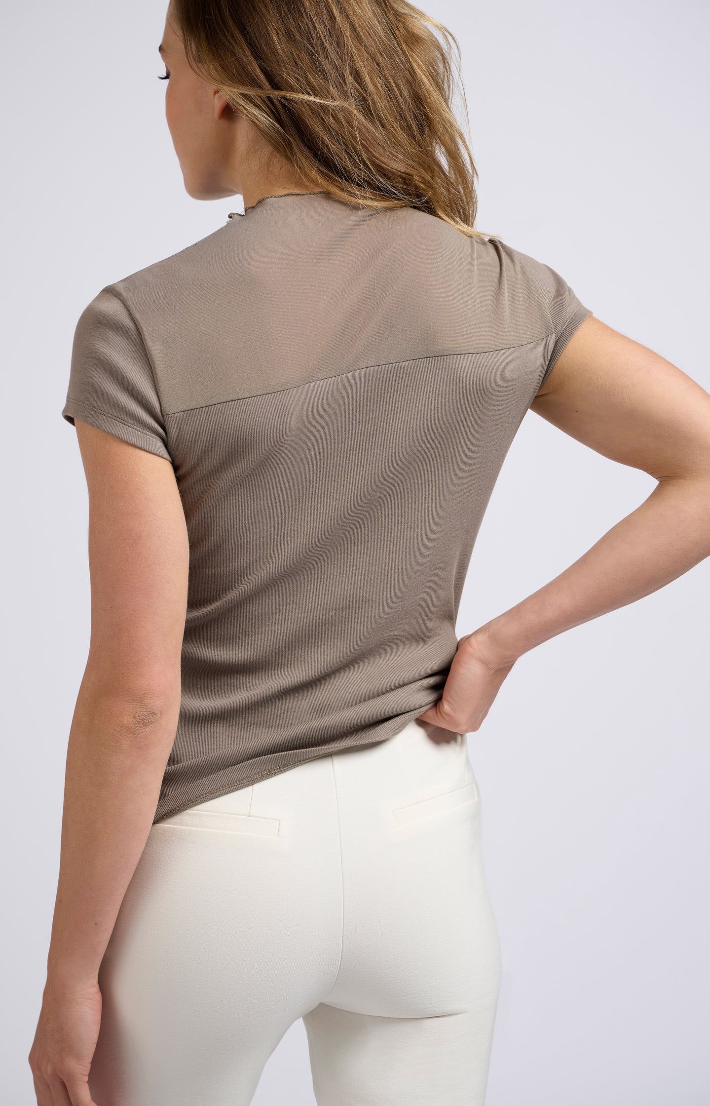 Top with cap sleeves and transparent detail