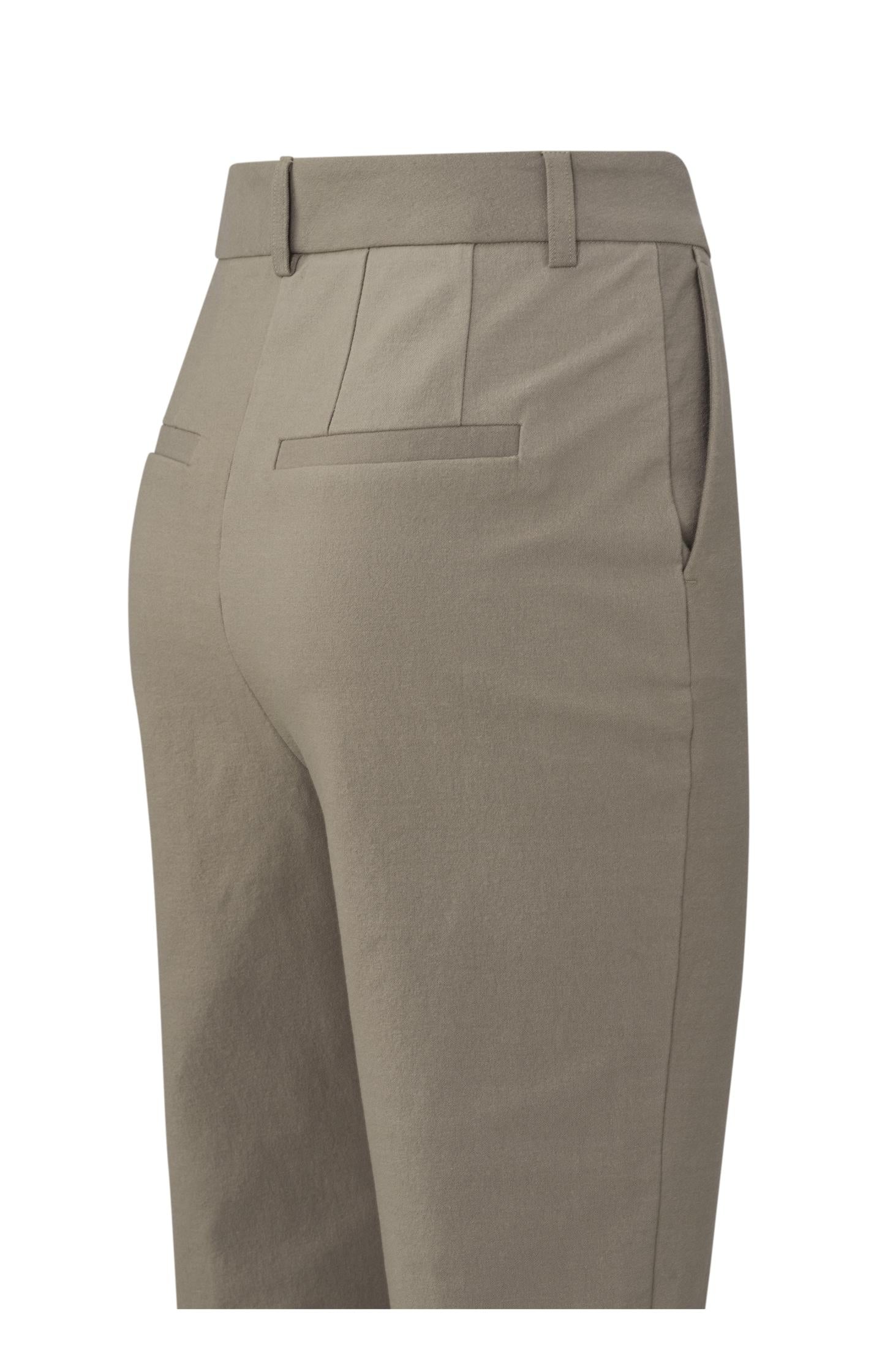 Woven chinos with straight legs, side pockets, and zipper