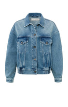 Load image into Gallery viewer, Bomber denim jacket with long sleeves, buttons and pockets - Type: product
