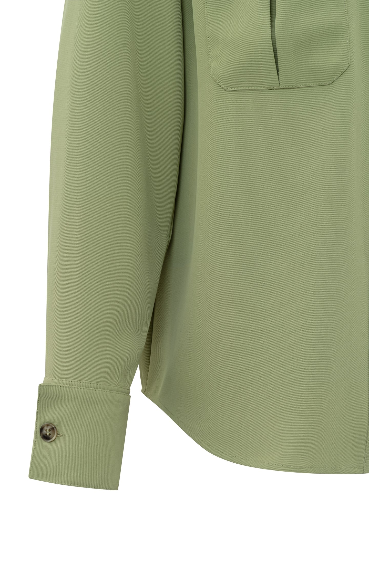 Cargo blouse with collar, long sleeves, buttons and pockets - Sage Green