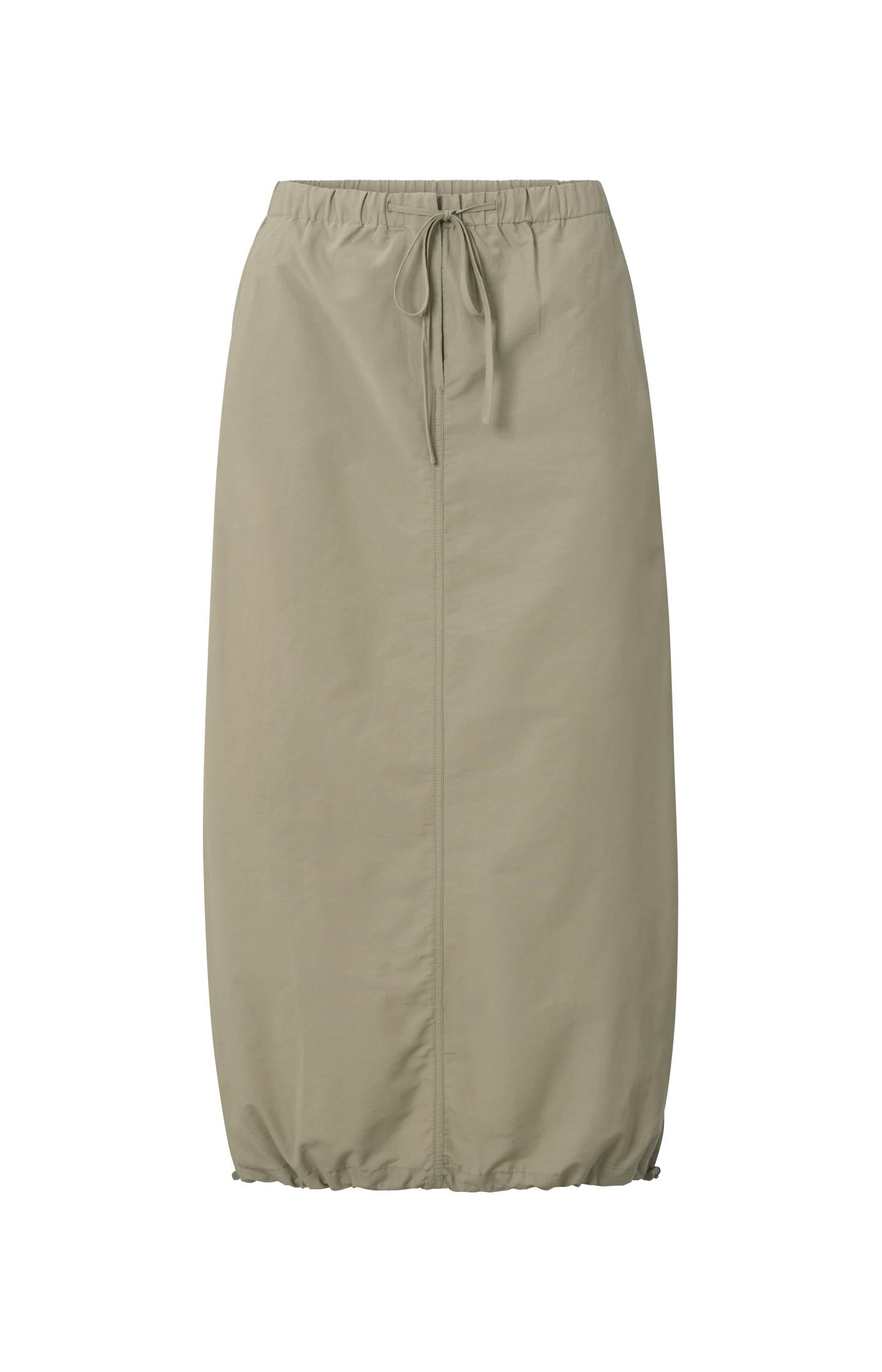 Cargo midi skirt with pockets and a drawstring in nylon - Winter Twig Beige - Type: product