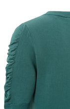 Load image into Gallery viewer, Cotton sweater with round neck and half long puff sleeves - Hydro Blue
