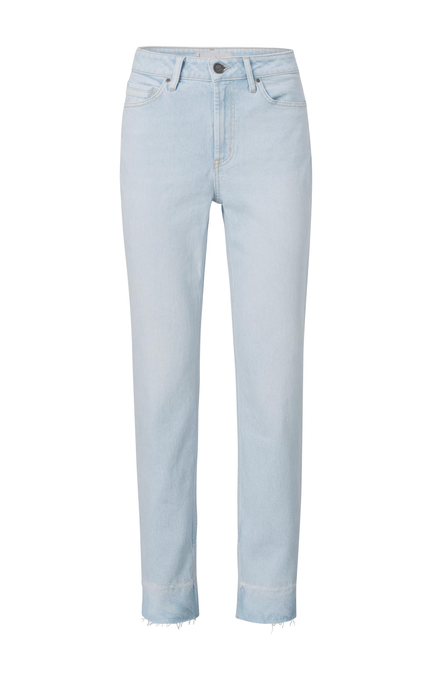 Denim in straight fit with pockets and frayed edges - Light Blue Denim - Type: product