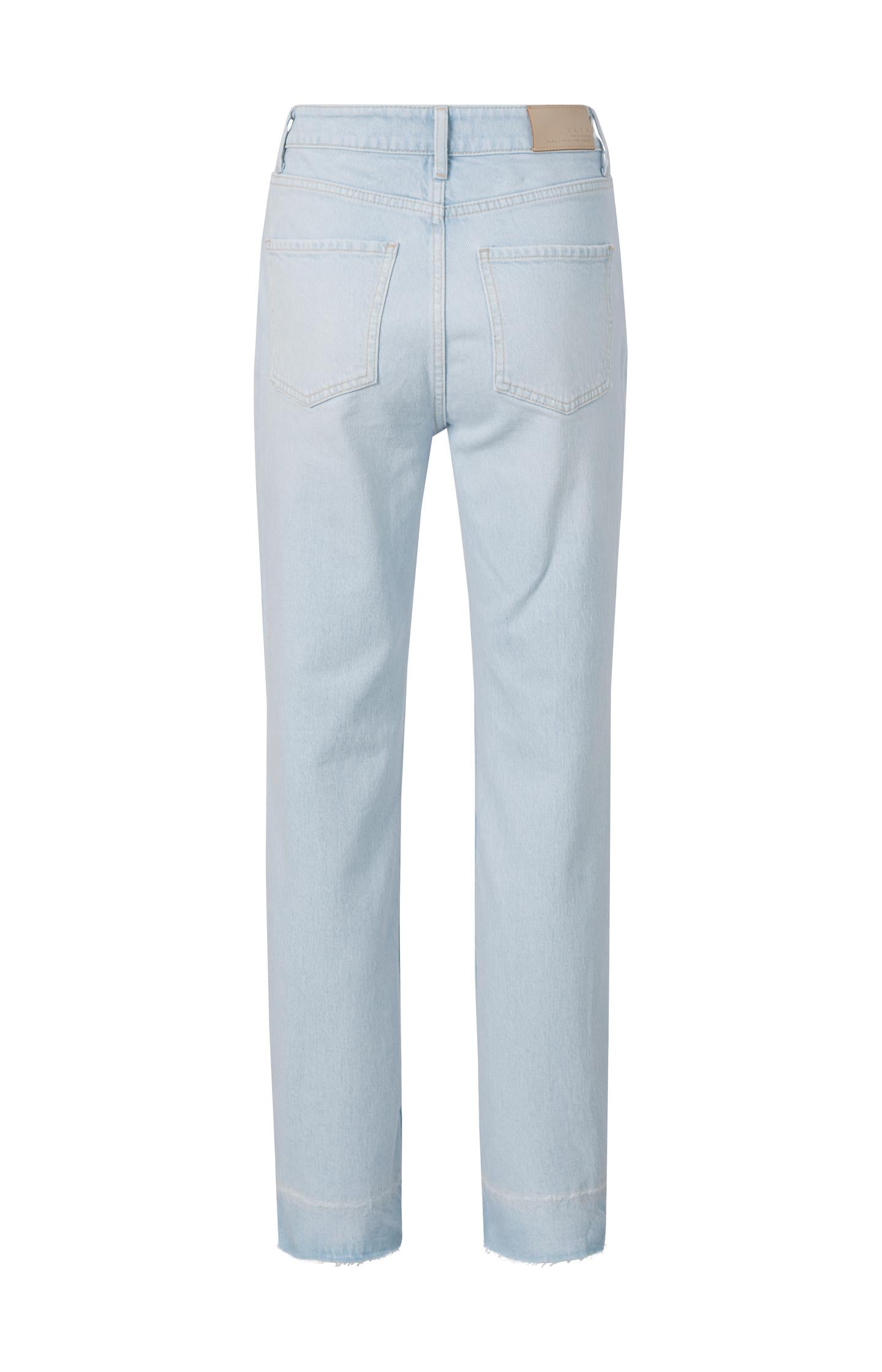 Denim in straight fit with pockets and frayed edges - Light Blue Denim