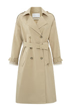 Load image into Gallery viewer, Double breasted trench coat with long sleeves, pockets and belt
