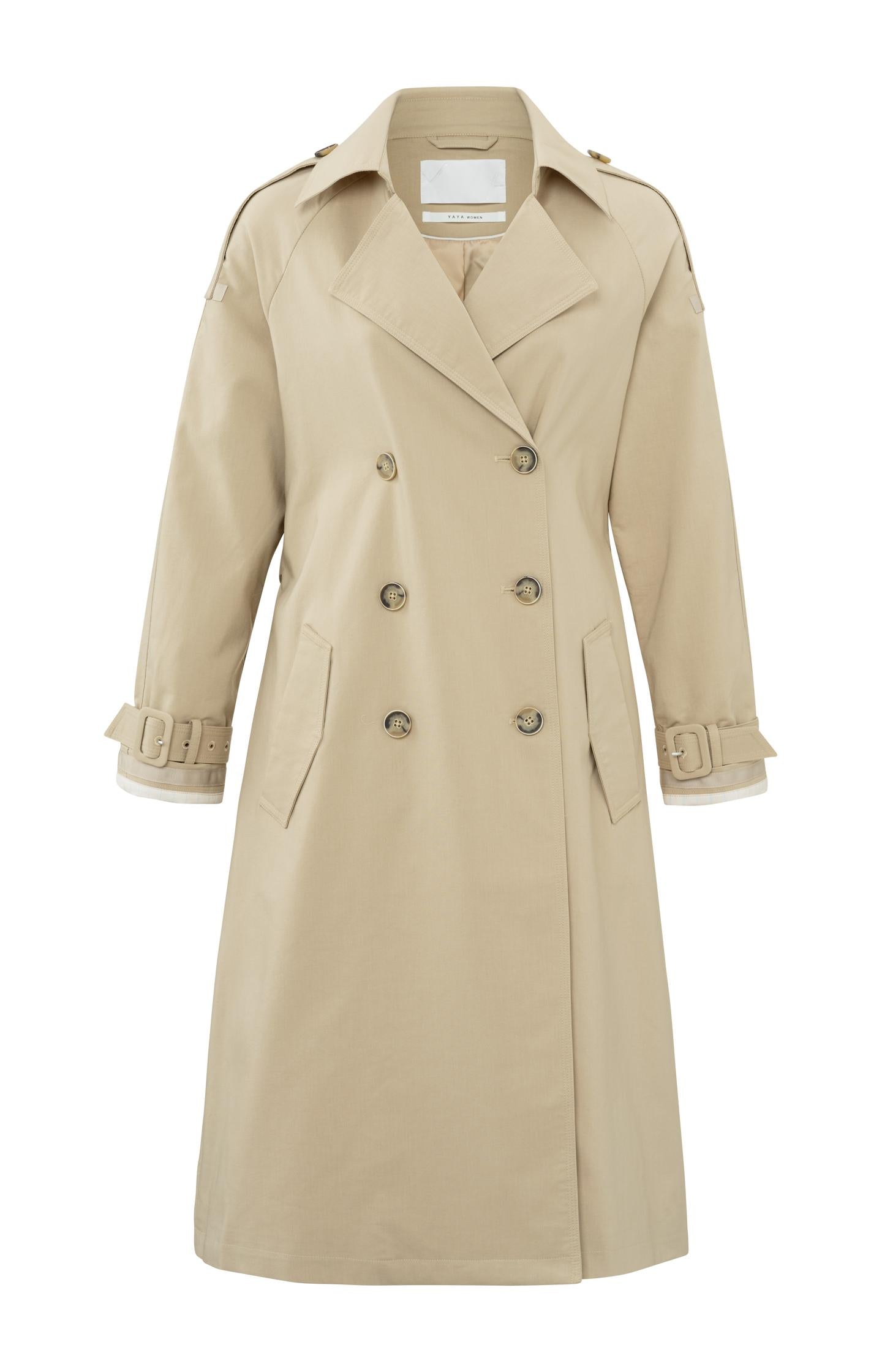 Double breasted trench coat with long sleeves, pockets and belt - Type: product