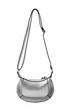 Load image into Gallery viewer, Faux leather crossbody with zip and seam details - Silver Metallic
