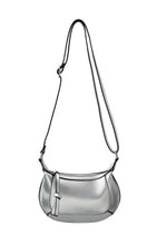 Load image into Gallery viewer, Faux leather crossbody with zip and seam details - Silver Metallic - Type: product
