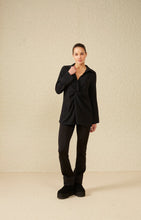 Load image into Gallery viewer, Jersey scuba flared trousers with  elastic waist - Black - Type: lookbook
