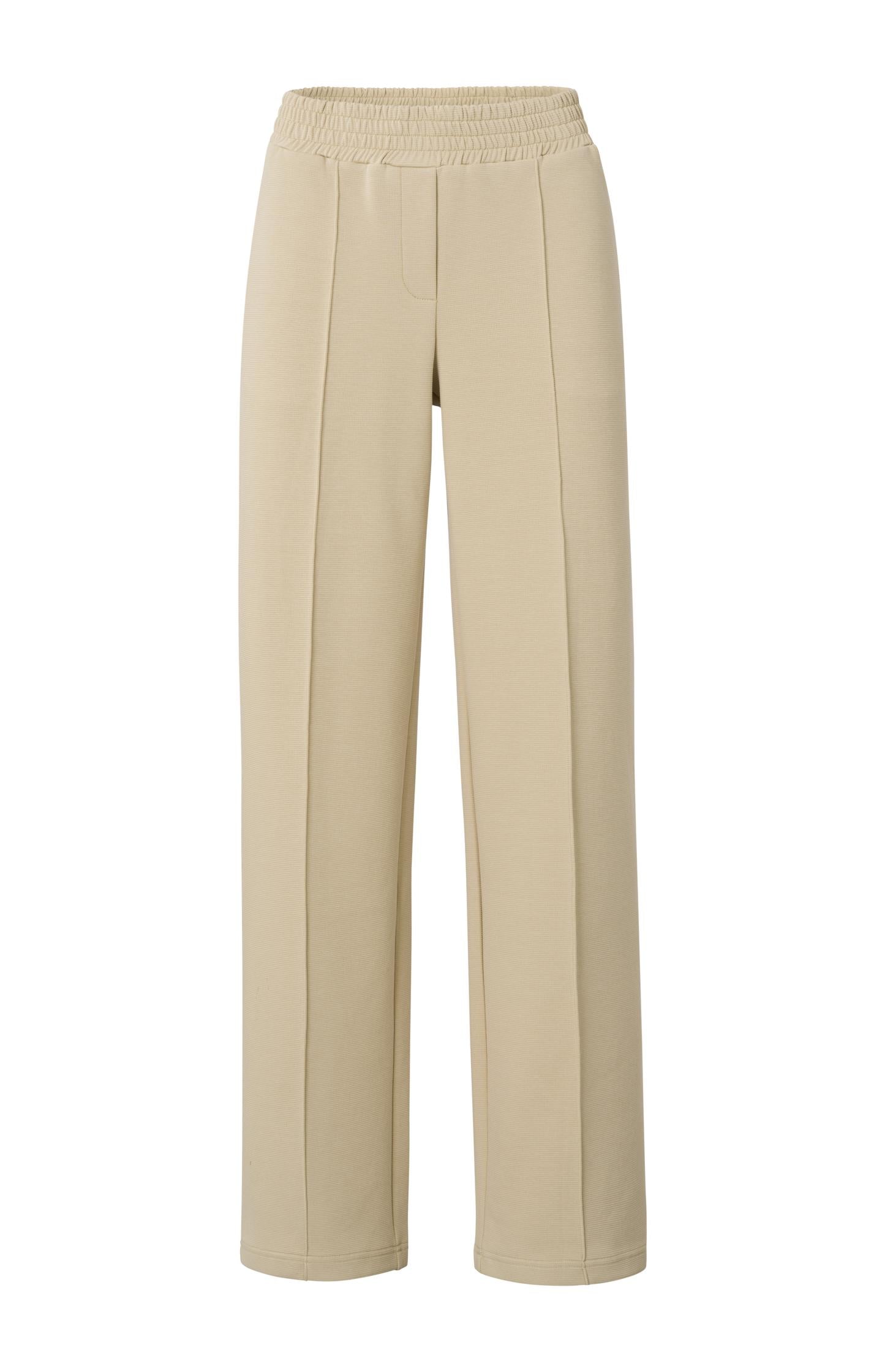 Jersey wide leg trousers with elastic waist and seam details - Type: product
