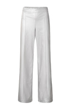 Load image into Gallery viewer, Metallic faux leather trousers with wide leg and zip - Silver Metallic - Type: product
