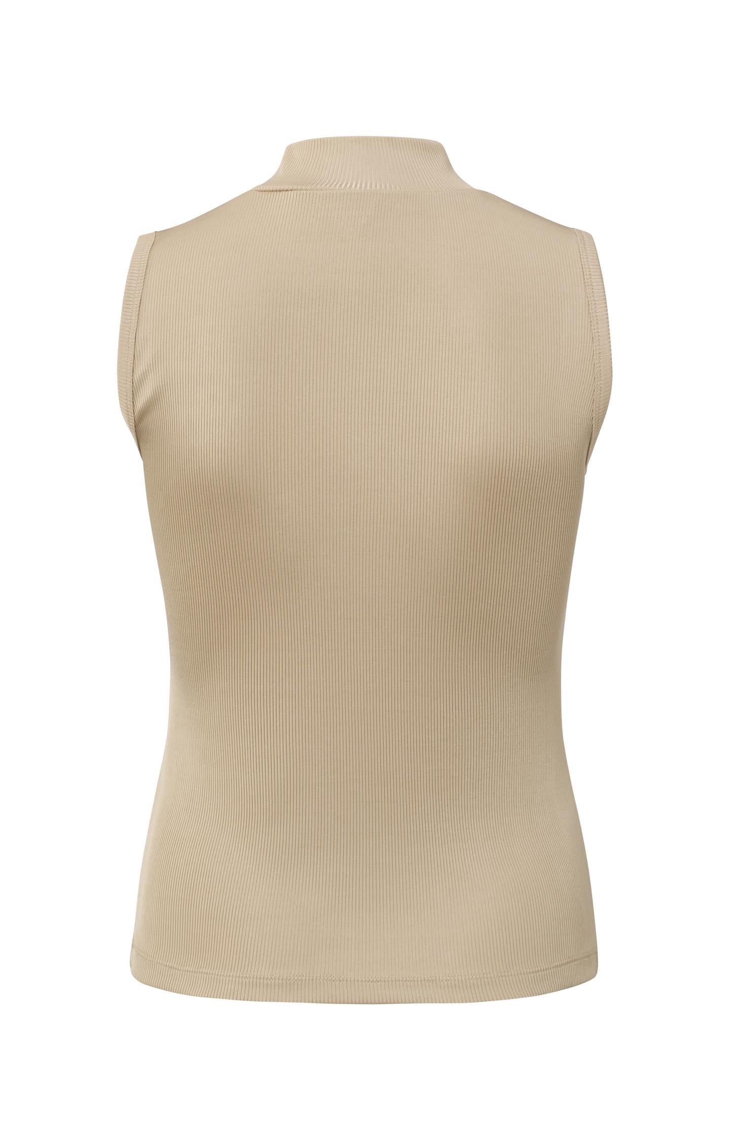 Ribbed singlet with high neck in slim fit