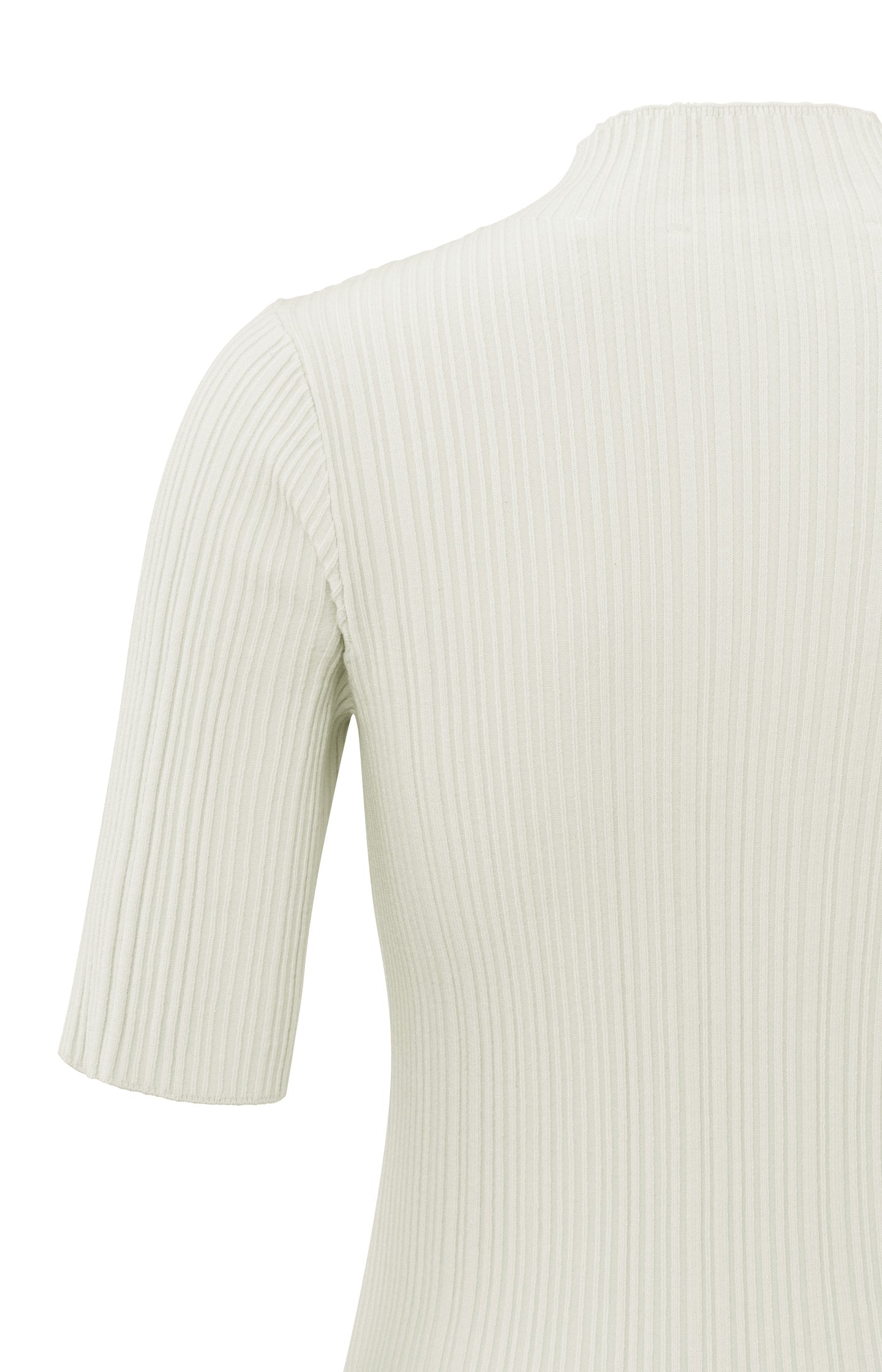 Ribbed sweater with turtleneck, short sleeves and zip - Ivory White