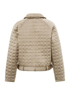 Load image into Gallery viewer, Satin quilted biker jacket with long sleeve, pockets and zip
