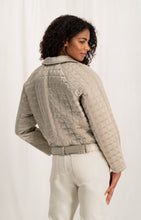 Load image into Gallery viewer, Satin quilted biker jacket with long sleeve, pockets and zip

