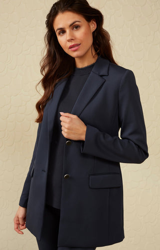 Scuba blazer with long sleeves and pockets in long slim fit - Blueberry Blue