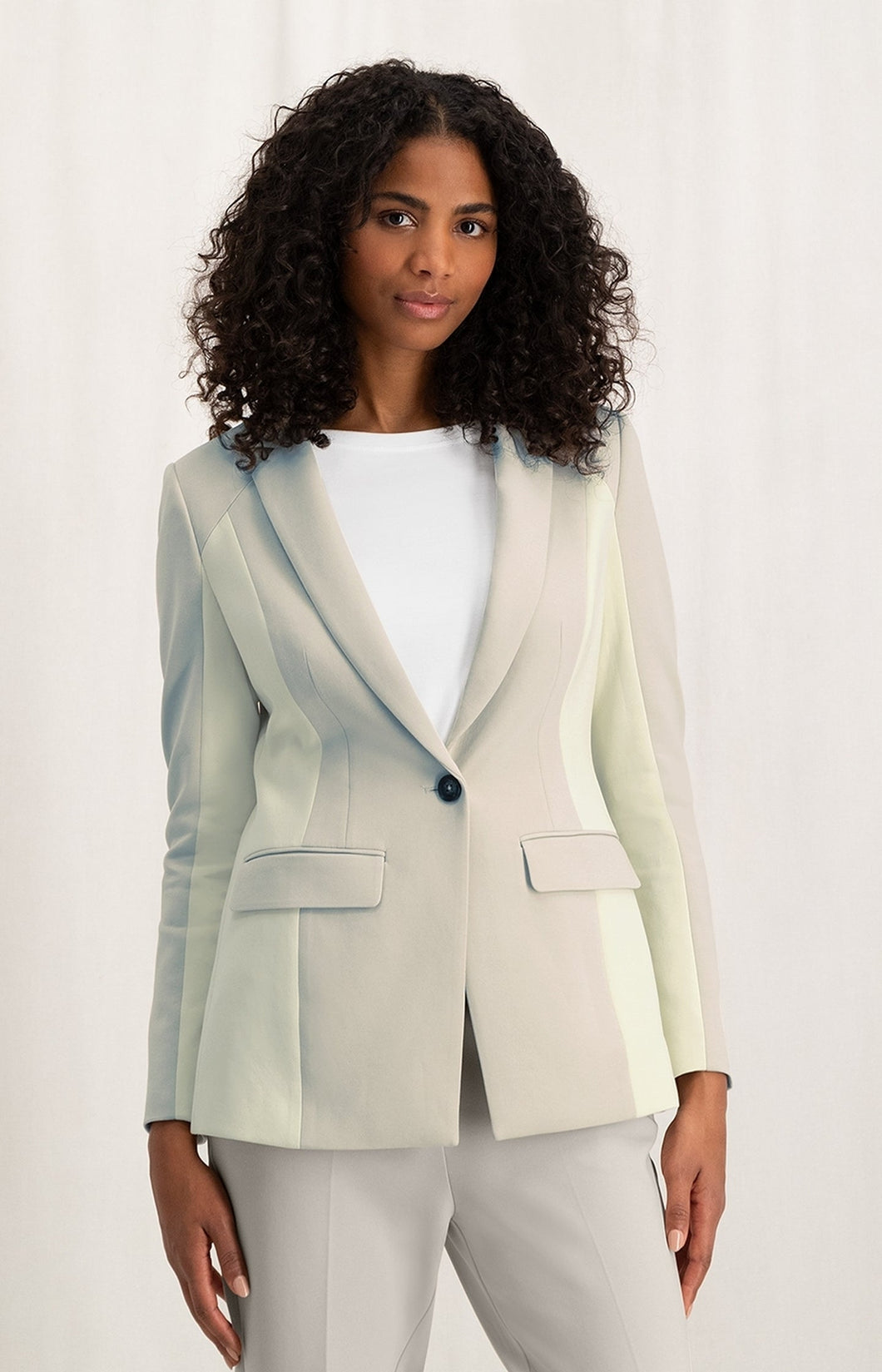 Scuba blazer with long sleeves and pockets in slim fit - Silver Lining Beige - Type: closeup