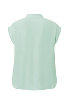 Load image into Gallery viewer, Sleeveless top with high neck and button in supple fit - Harbor Gray Blue
