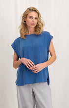 Load image into Gallery viewer, Sleeveless top with round neck in fabrix mix - Bright Cobalt Blue
