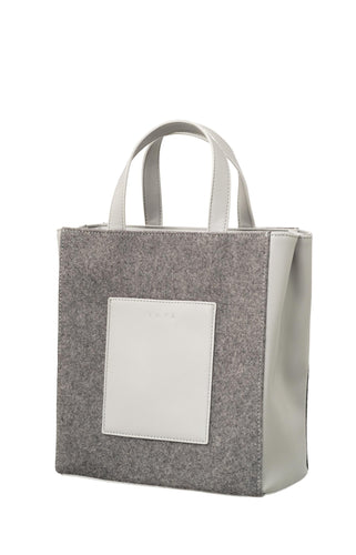 Small wool totebag with pockets - Grey Melange - Type: product