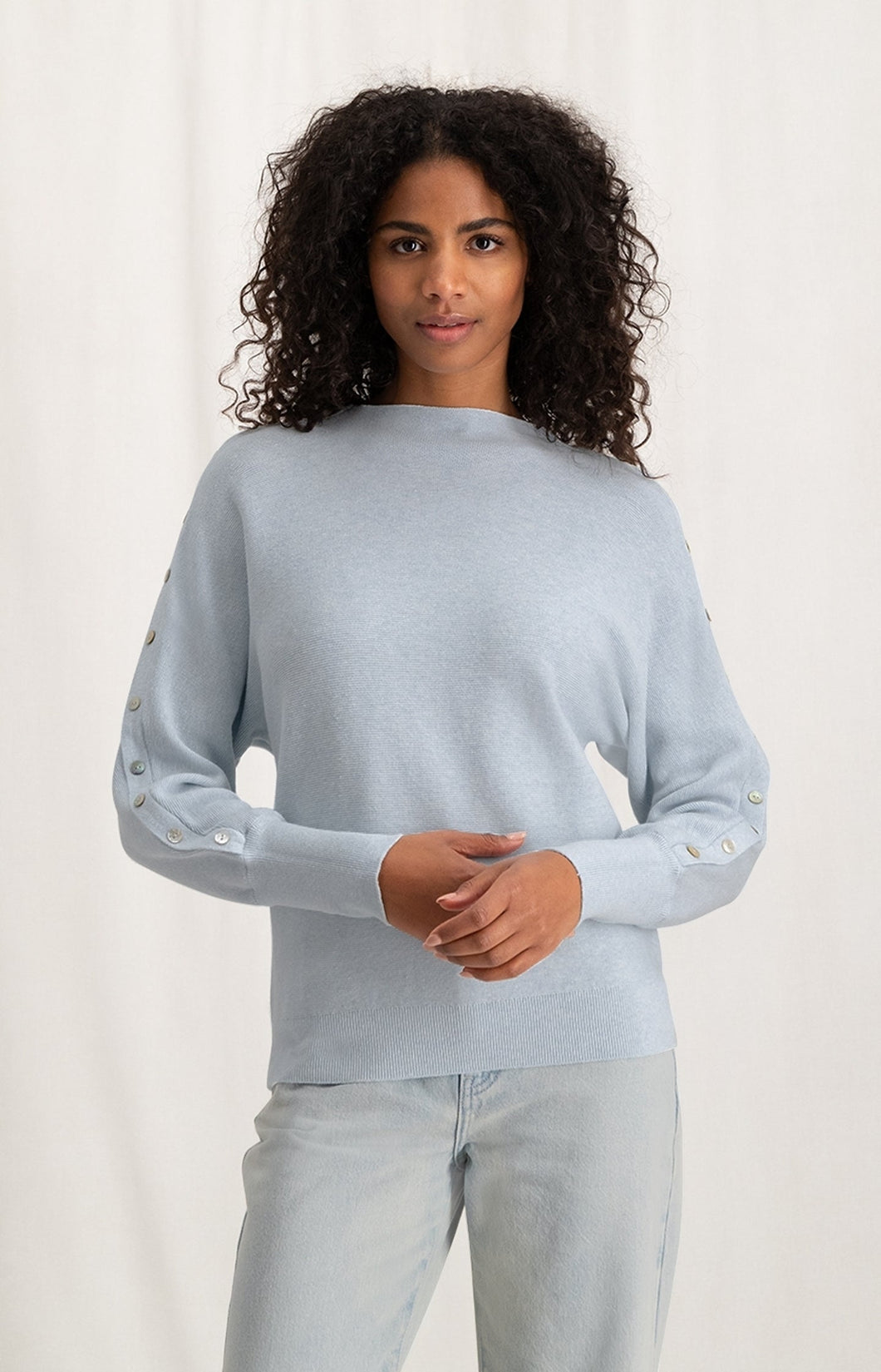 Sweater with boatneck, long sleeves and button details - Type: lookbook