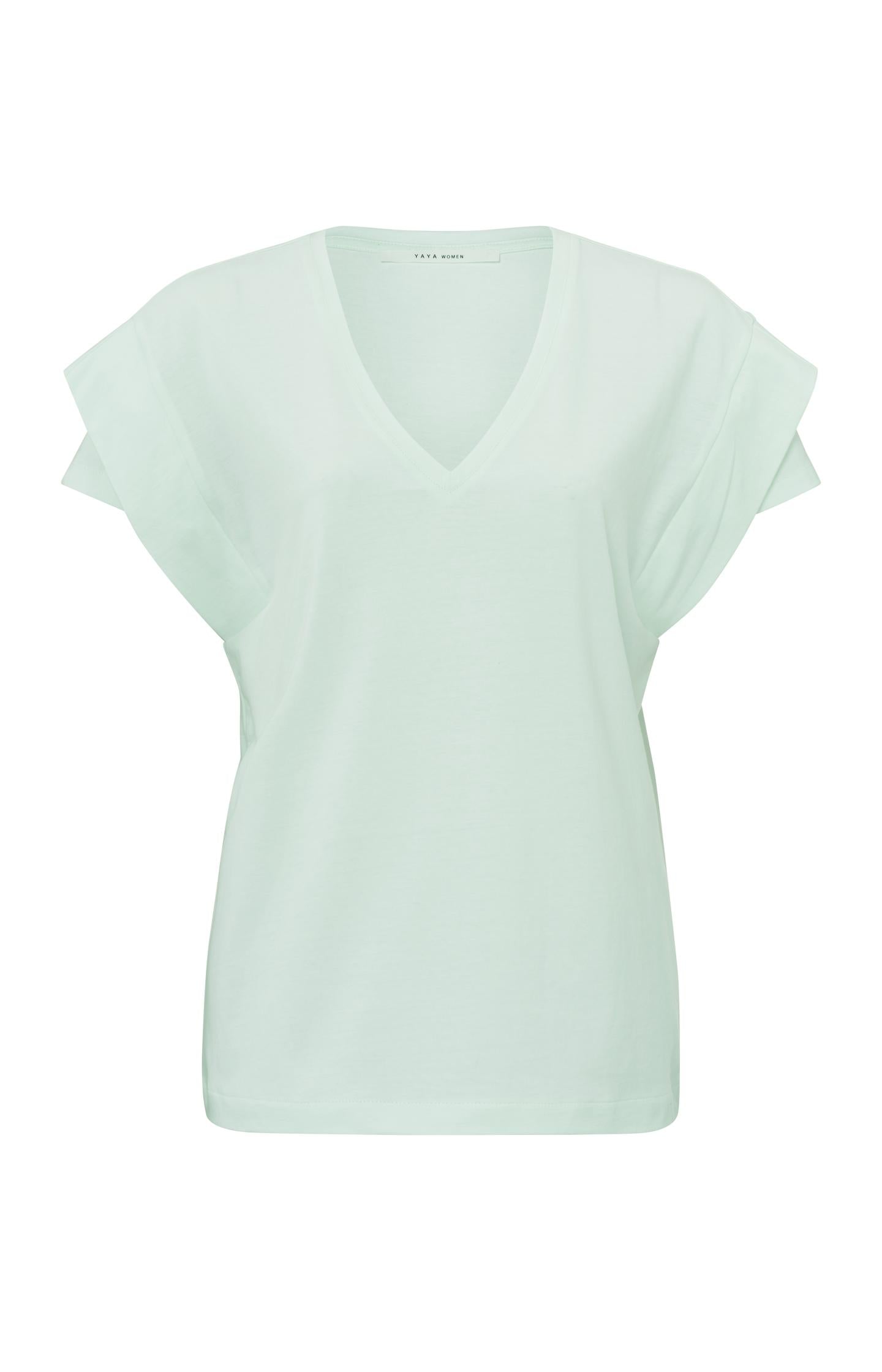 Top with V-neck and double short sleeves in regular fit - Type: product