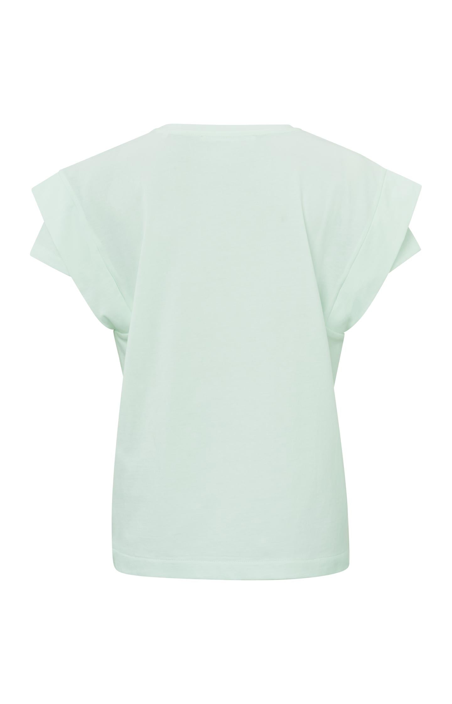 Top with V-neck and double short sleeves in regular fit