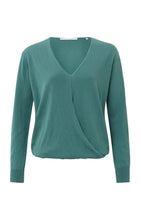 Load image into Gallery viewer, Wrap sweater with V-neck, long sleeves and ribbed details - Hydro Blue - Type: product
